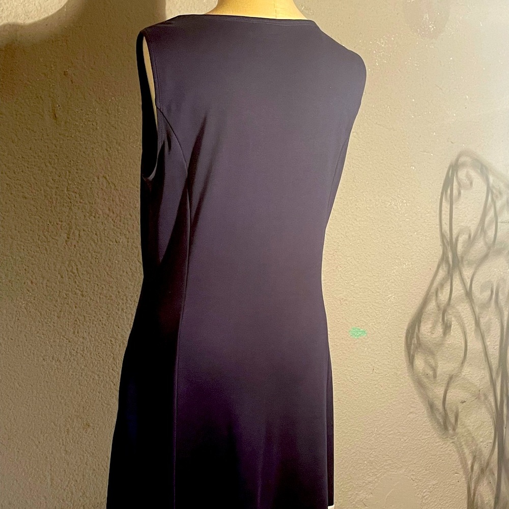 Blue cotton dress with white bottom stripe
